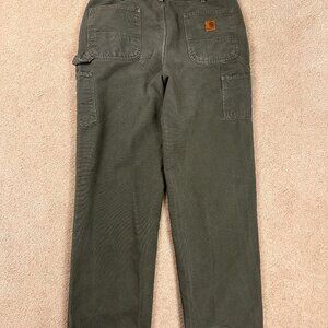 CARHARTT MENS MOSS GREEN PANTS CANVAS DUNGAREE FIT VINTAGE B11 MOS 38 x 34